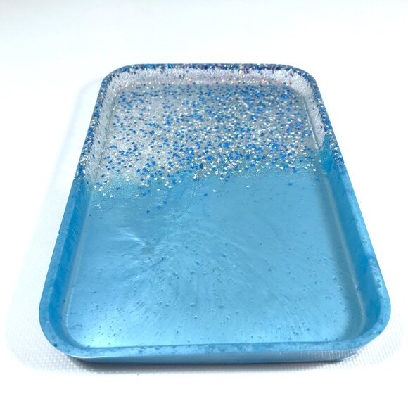 Ocean Blue Glitter and Stars Resin Tray - Picture 3 of 4